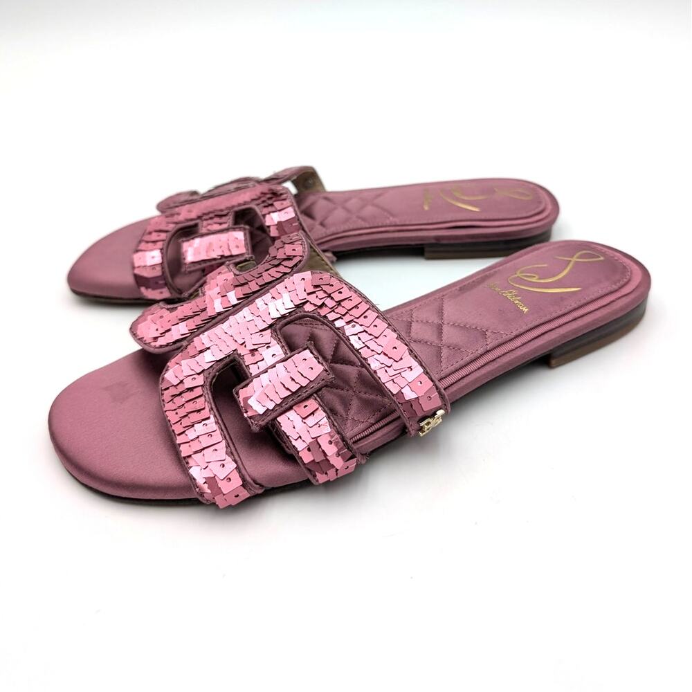 Sam Edelman Bay Glamour Flat Sandals Women's Elderberry Fabric Size US7M EU37